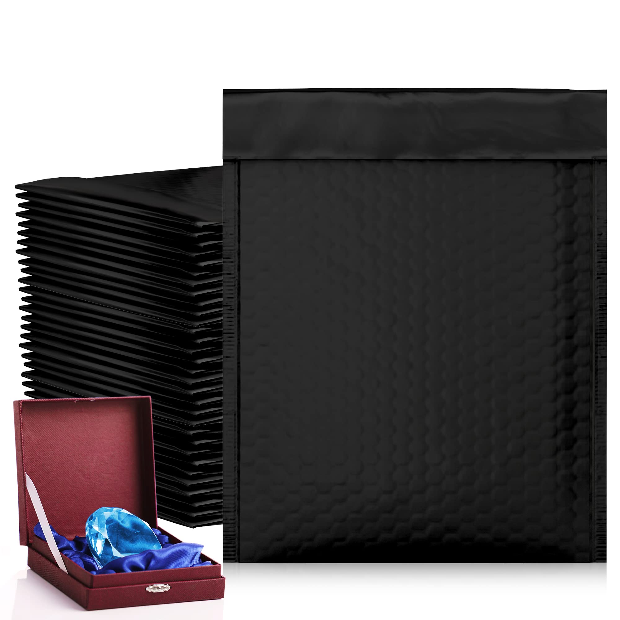 7.25″ x 11″ Matte Black Metallic Bubble Mailers, Self-Seal (200 Pack)