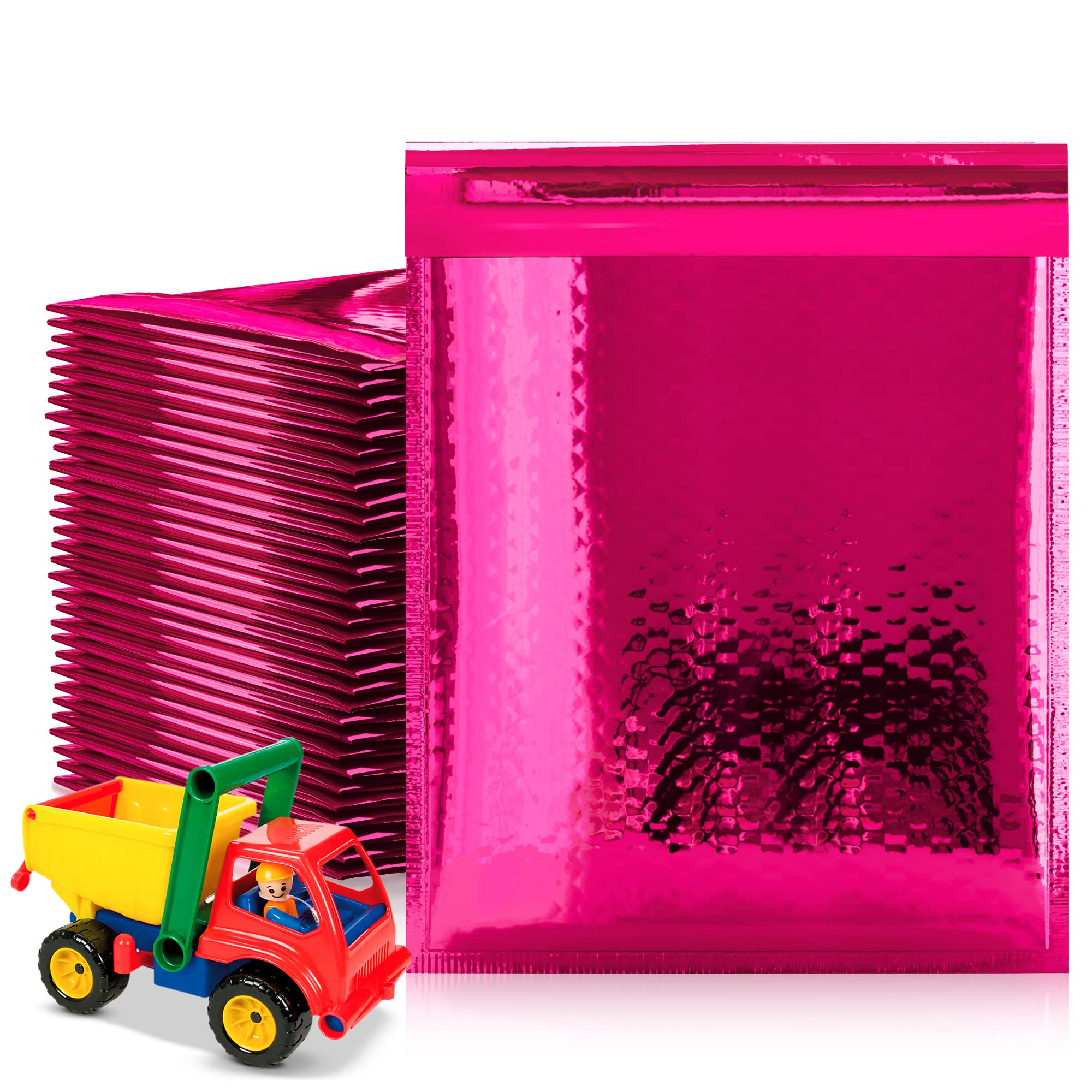8.5″ x 11″ Hot Pink Metallic Bubble Mailers, Self-Seal (300 Pack)