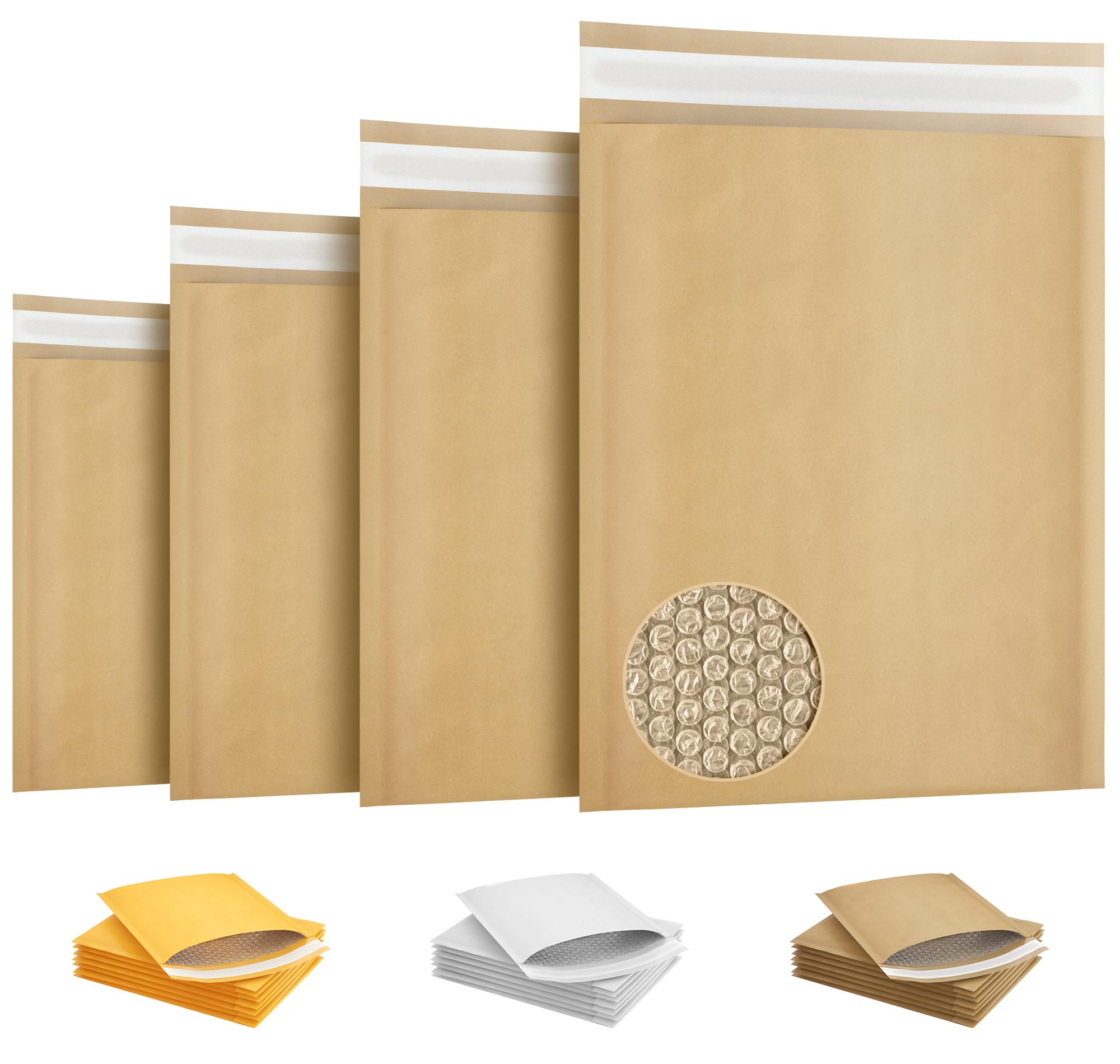 12.5″ x 18″ Natural Kraft Bubble Mailers, Self-Seal (1000 Pack)