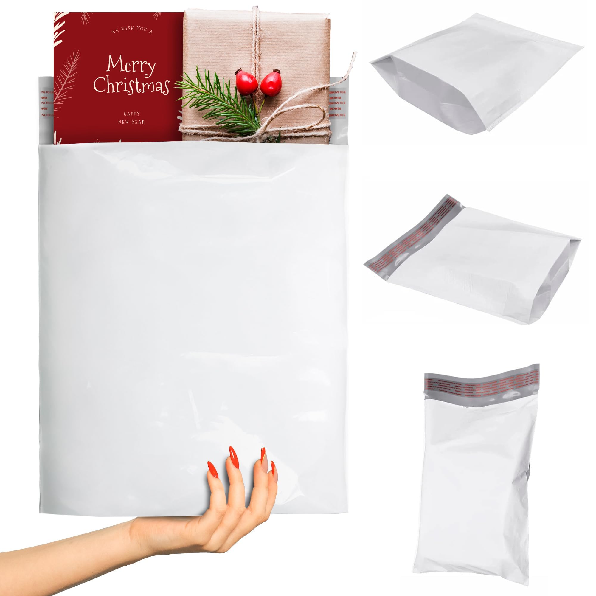 10″ x 13″ x 2″ White Gusseted Poly Mailers, 2.5 Mil (100 Pack)