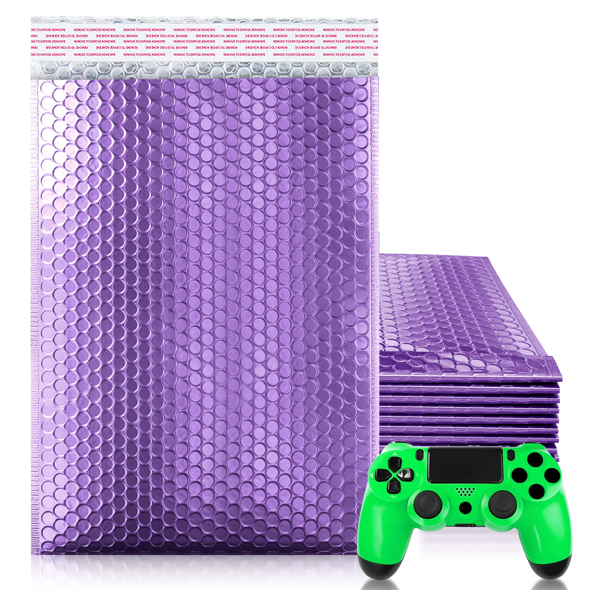 12″ x 17″ Purple Metallic Bubble Mailers, Self-Seal (10 Pack)