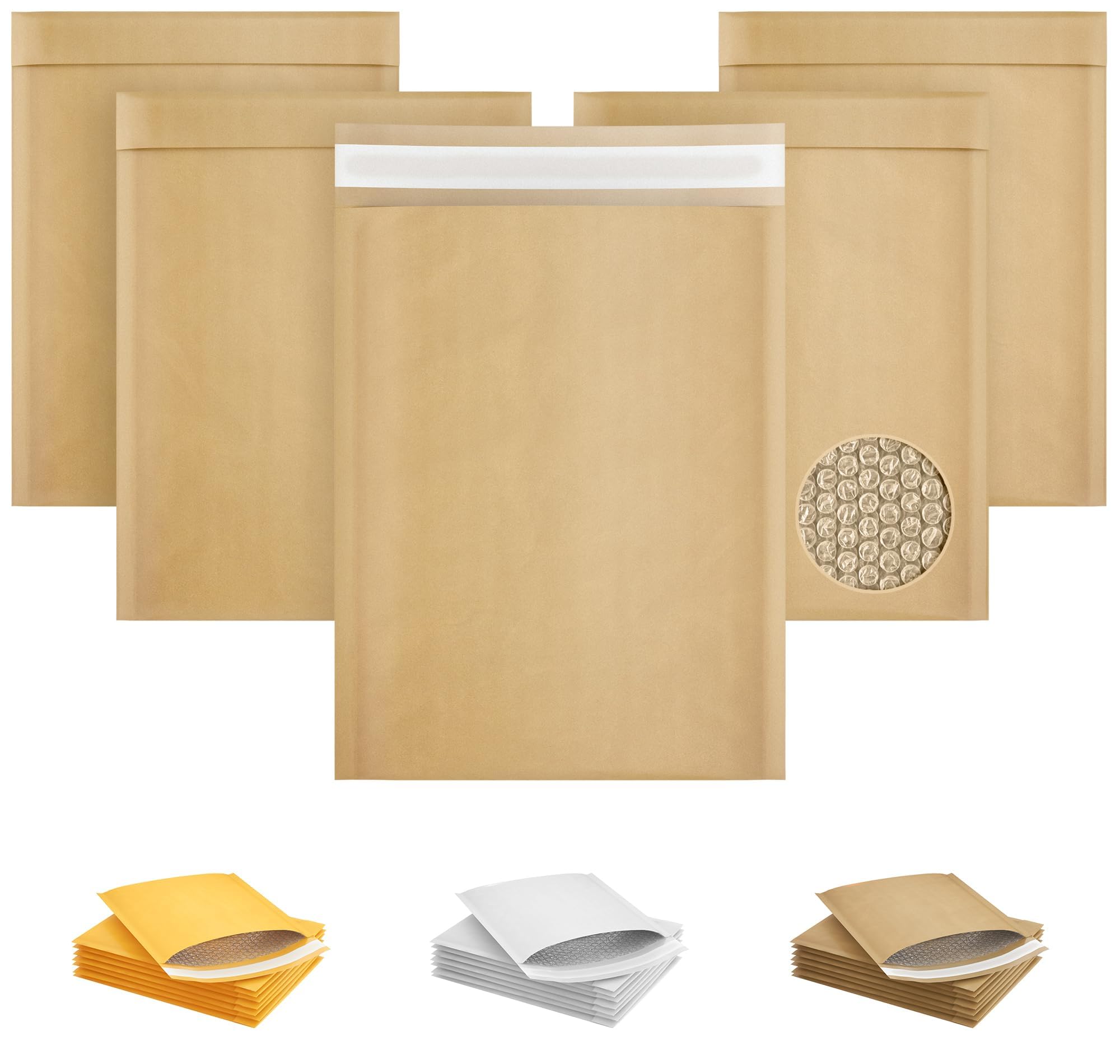 Natural Brown Kraft Bubble Mailers 14.25″ x 19″ Paper Self-Sealing Cushion Padded Envelopes [100 Pack]