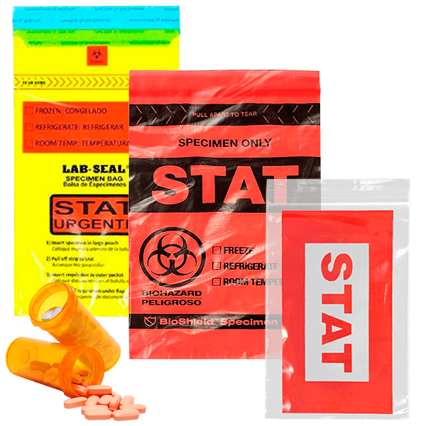 Stat Red Sticker Red STAT Bags – Urgent Specimen Transport & Medical Pharmacy Bags